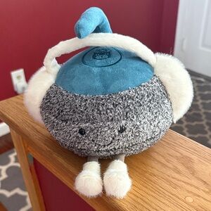 Jellycat Olympic Cariss Curling Stone Soft Gray and White Plush NWT